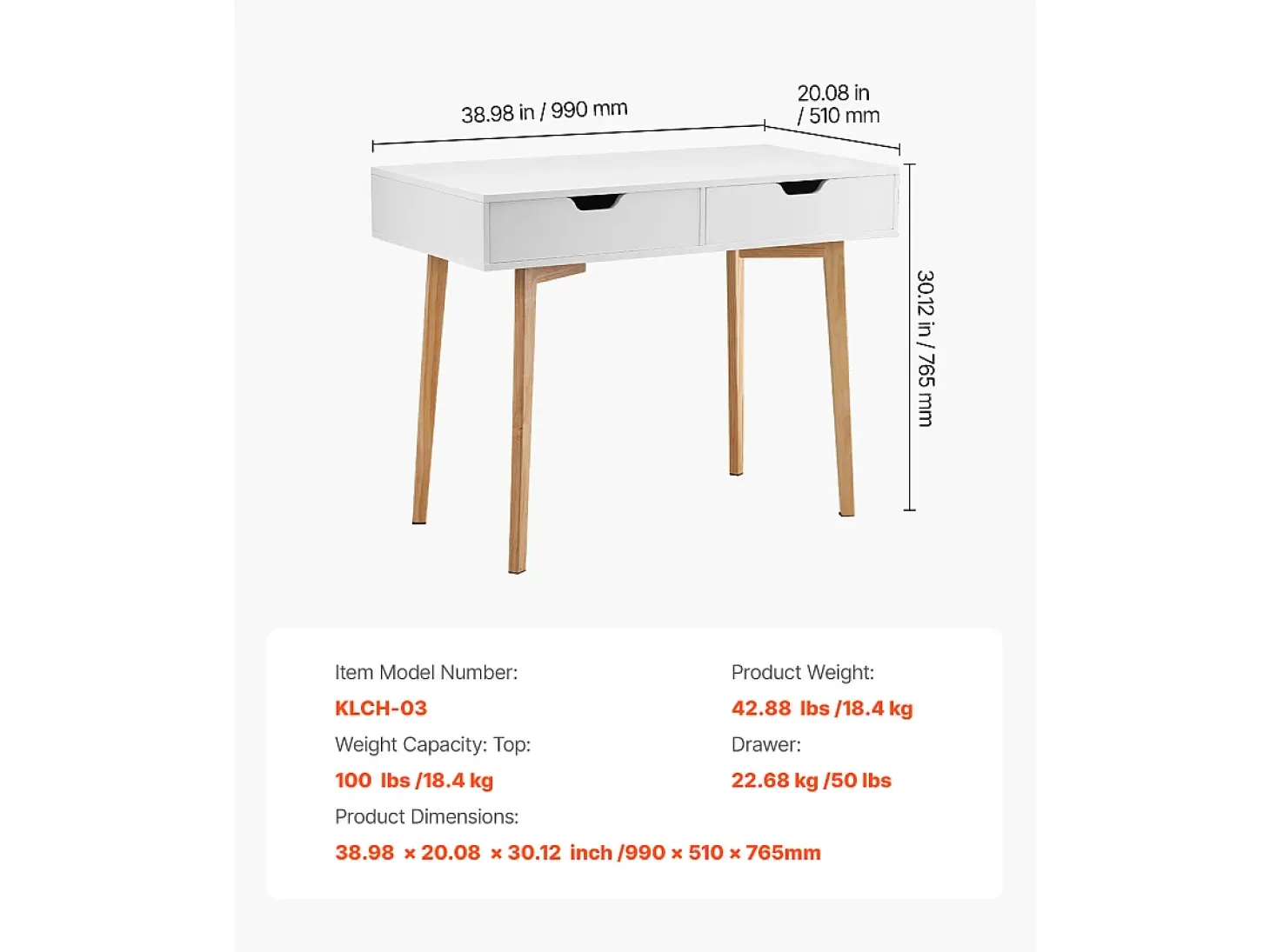 Mesa de Escritório Pequena SucceBuy Secretária de Computador Pequena com Gaveta para Quarto, Branca e Madeira