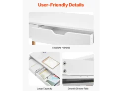 Mesa de Escritório Pequena SucceBuy Secretária de Computador Pequena com Gaveta para Quarto, Branca e Madeira
