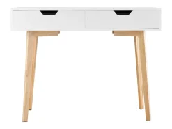 Mesa de Escritório Pequena SucceBuy Secretária de Computador Pequena com Gaveta para Quarto, Branca e Madeira