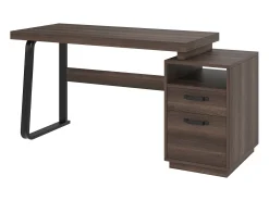 Mesa de estudo simples 135×54 cm - 2 gavetas silenciosas - tampo espaçoso - marrom + preto