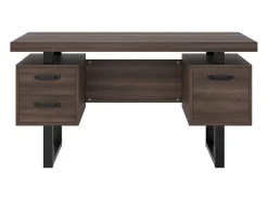 Mesa de estudo simples 135×54 cm - 3 gavetas silenciosas - tampo espaçoso - marrom + preto