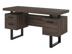 Mesa de estudo simples 135×54 cm - 3 gavetas silenciosas - tampo espaçoso - marrom + preto
