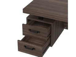 Mesa de estudo simples 135×54 cm - 3 gavetas silenciosas - tampo espaçoso - marrom + preto
