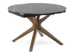 Mesa de extensão de folhas 120/160x90 com base em carvalho e tampo em cerâmica preta