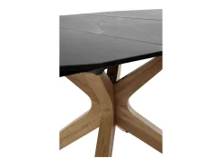 Mesa de extensão de folhas 120/160x90 com base em carvalho e tampo em cerâmica preta