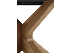 Mesa de extensão de folhas 120/160x90 com base em carvalho e tampo em cerâmica preta