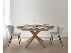 Mesa de folha extensível 120/160x90 pernas de carvalho com tampo de freixo
