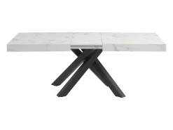 Mesa de jantar 6 a 10 lugares MDF e metal - Efeito mármore branco e preto - CATONAV