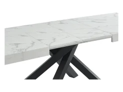 Mesa de jantar 6 a 10 lugares MDF e metal - Efeito mármore branco e preto - CATONAV