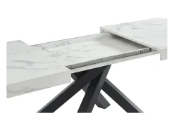 Mesa de jantar 6 a 10 lugares MDF e metal - Efeito mármore branco e preto - CATONAV