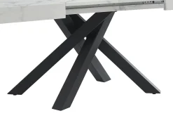 Mesa de jantar 6 a 10 lugares MDF e metal - Efeito mármore branco e preto - CATONAV