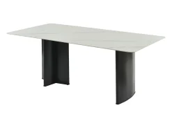 Mesa de jantar 8 lugares cerâmica e MDF efeito mármore branco e preto - SINAN