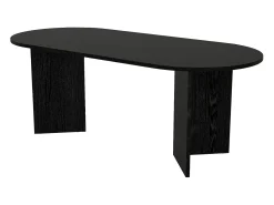 Mesa de jantar 8 lugares de cor natural preta - TOPANIA