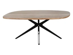 Mesa de jantar 8 lugares em madeira de acácia e metal cor natural e preto - LIVIANI