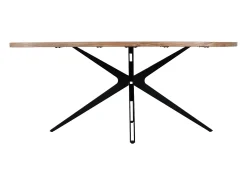 Mesa de jantar 8 lugares em madeira de acácia e metal cor natural e preto - LIVIANI