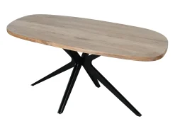 Mesa de jantar 8 lugares em madeira de acácia e metal cor natural e preto - LIVIANI