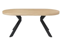 Mesa de jantar 6 lugares em MDF e aço natural claro e preto - KOMONI