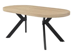 Mesa de jantar 6 lugares em MDF e aço natural claro e preto - KOMONI