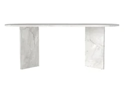 Mesa de jantar 8 lugares efeito mármore branco - TOPANIA