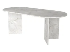 Mesa de jantar 8 lugares efeito mármore branco - TOPANIA