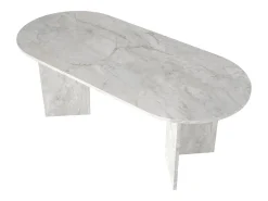 Mesa de jantar 8 lugares efeito mármore branco - TOPANIA