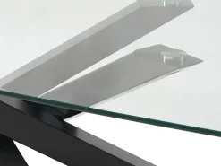 Mesa de jantar 8 lugares vidro temperado e metal preto, transparente - METRILIA