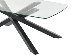 Mesa de jantar 8 lugares vidro temperado e metal preto, transparente - METRILIA