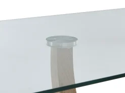 Mesa de jantar 6 pessoas em vidro temperado, aço e MDF natural claro - MELODIE II