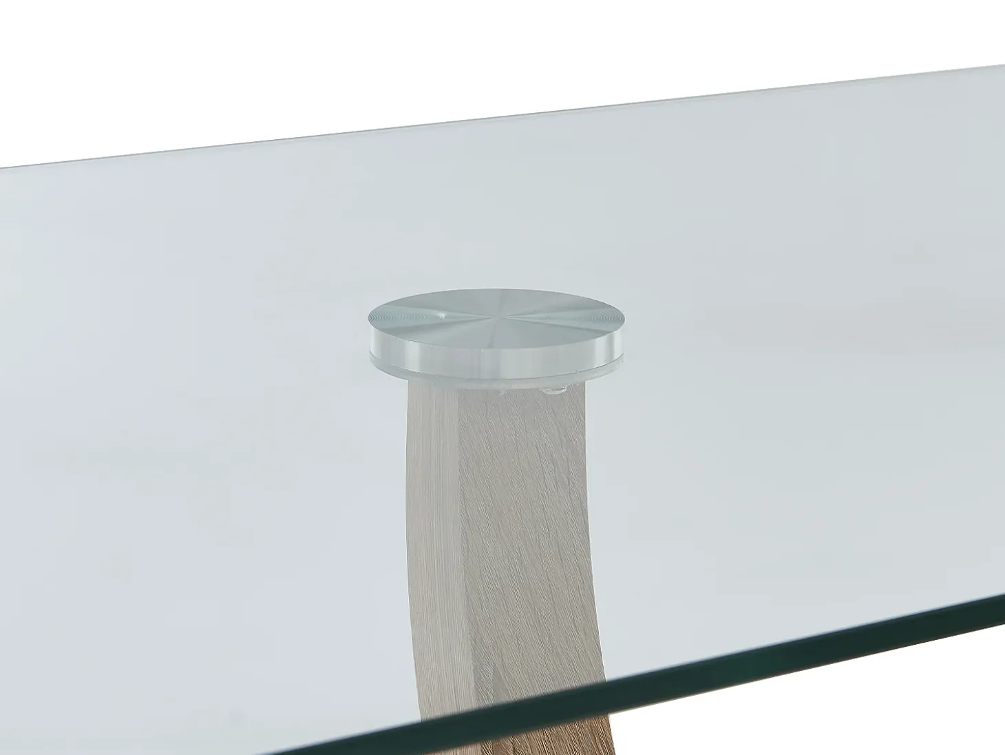 Mesa de jantar 6 pessoas em vidro temperado, aço e MDF natural claro - MELODIE II