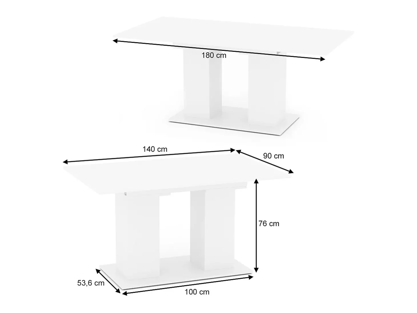 Mesa de jantar branco 140x90x76 dix