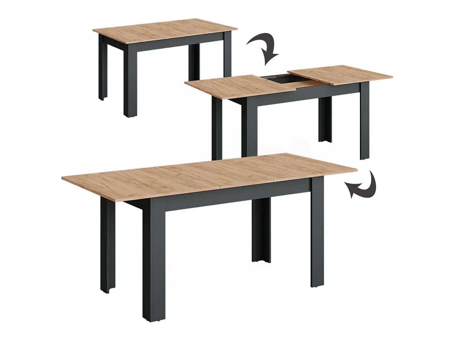 Mesa de jantar carvalho antracite/goldkraft 180x80x76 repose