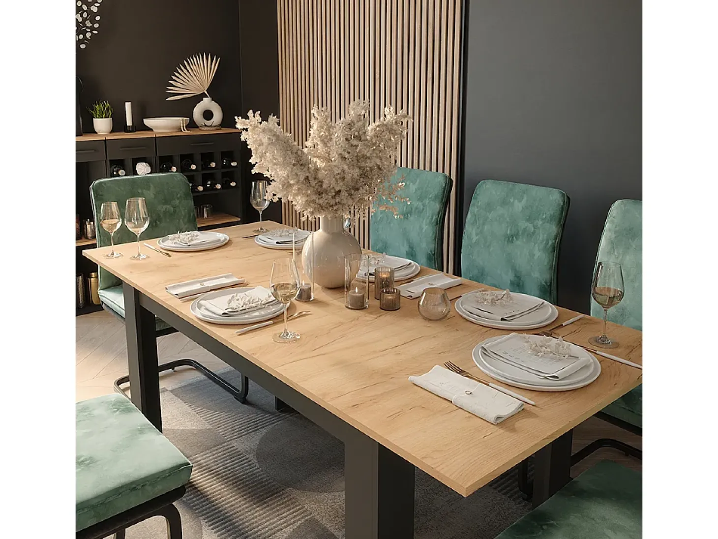 Mesa de jantar carvalho antracite/goldkraft 180x80x76 repose