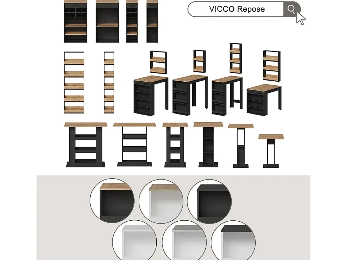 Mesa de jantar carvalho antracite/goldkraft 180x80x76 repose