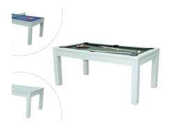 Mesa de jantar convertível em mesa de bilhar e de ping-pong - Branco - C180 cm - HENK