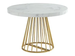 Mesa de jantar de 2 a 12 lugares em MDF e aço efeito mármore branco e dourado - FIRELA