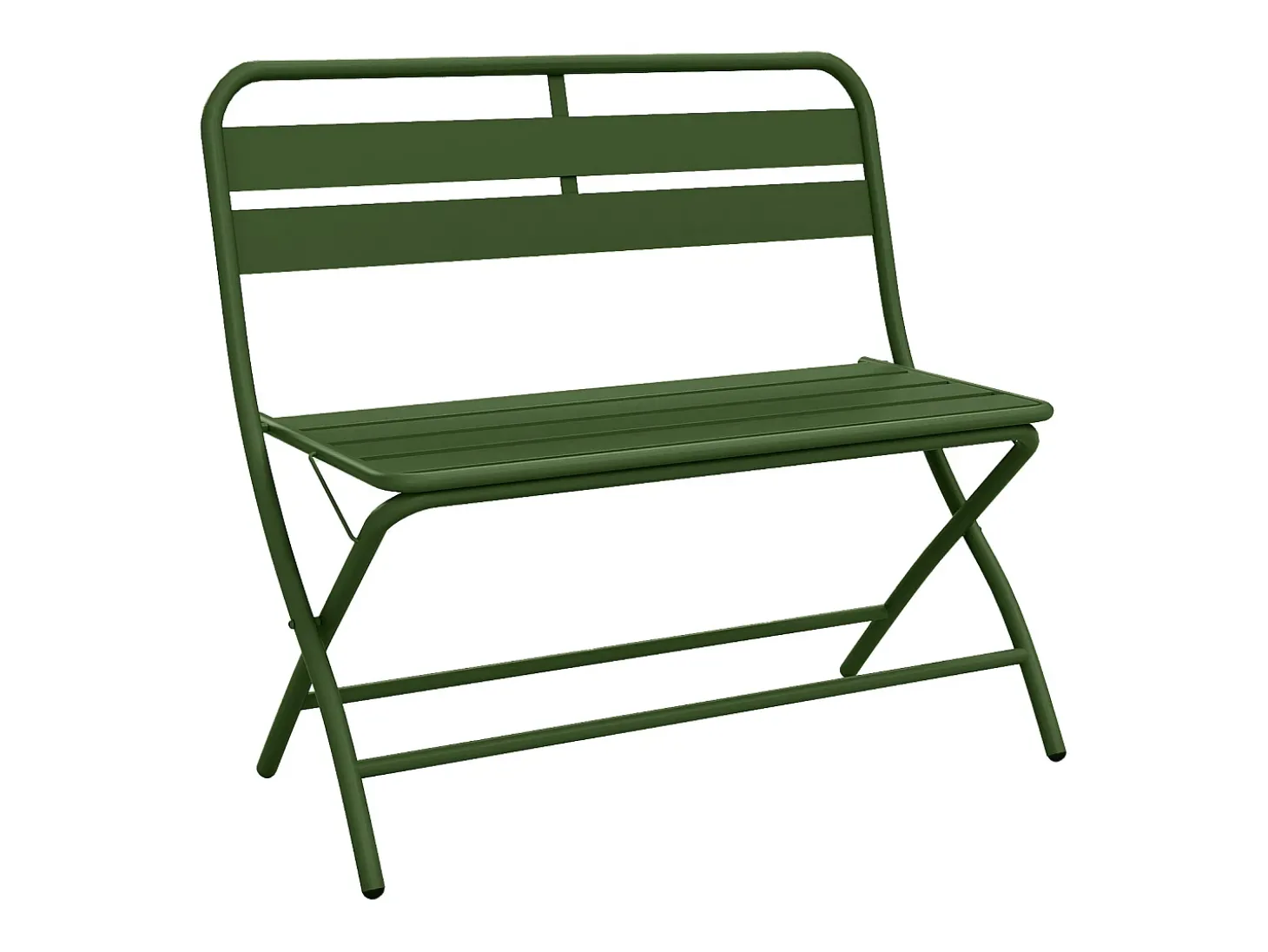 Mesa de jantar de jardim dobrável em metal: 1 mesa L.110 cm + 2 bancos - Caqui - MIRMANDE de MYLIA