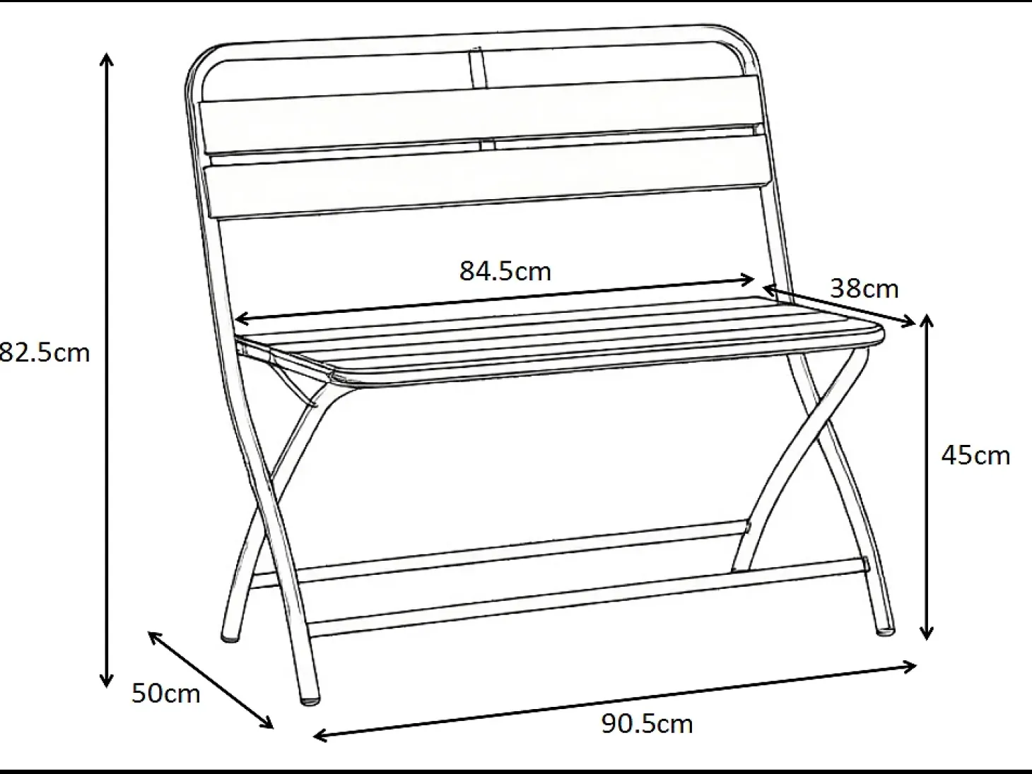 Mesa de jantar de jardim dobrável em metal: 1 mesa L.110 cm + 2 bancos - Caqui - MIRMANDE de MYLIA