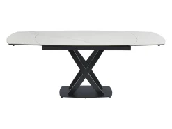 Mesa de jantar em cerâmica e vidro temperado efeito mármore branco e preto - LIOMELI