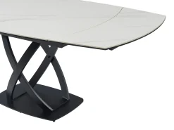Mesa de jantar em cerâmica e vidro temperado efeito mármore branco e preto - LIOMELI