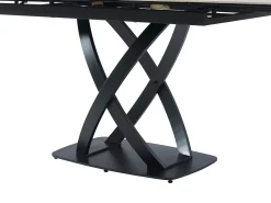 Mesa de jantar em cerâmica e vidro temperado efeito mármore branco e preto - LIOMELI