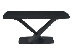 Mesa de jantar em vidro temperado, cerâmica e metal efeito mármore preto MALATA