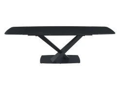 Mesa de jantar em vidro temperado, cerâmica e metal efeito mármore preto MALATA