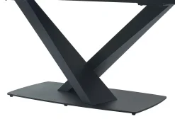 Mesa de jantar em vidro temperado, cerâmica e metal efeito mármore preto MALATA
