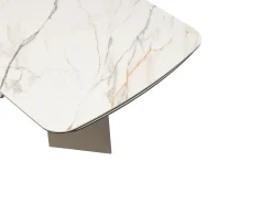 Mesa de jantar em vidro temperado, cerâmica e metal efeito mármore branco - KAJARI