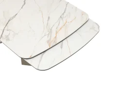 Mesa de jantar em vidro temperado, cerâmica e metal efeito mármore branco - KAJARI