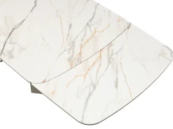 Mesa de jantar em vidro temperado, cerâmica e metal efeito mármore branco - KAJARI