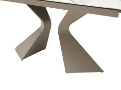 Mesa de jantar em vidro temperado, cerâmica e metal efeito mármore branco - KAJARI