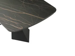 Mesa de jantar em vidro temperado, cerâmica e metal efeito mármore preto - KAJARI
