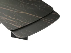 Mesa de jantar em vidro temperado, cerâmica e metal efeito mármore preto - KAJARI