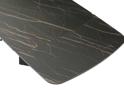 Mesa de jantar em vidro temperado, cerâmica e metal efeito mármore preto - KAJARI